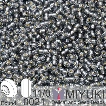 Korálek Korálky Miyuki Round 11/0. Barva 0021Silverlined Gray. Balení 5g.