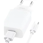 Nabíječka Foneng EU28 - USB - 2.4A s kabelem USB typu C bílá