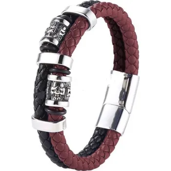 Šperk Pánský splétaný ocelový náramek Skuul Etnic Červený, Délka 22 cm Impress Jewelry 2302131051243277s2