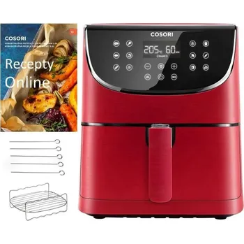 fritéza Cosori CP158-AF PREMIUM – 5.5L horkovzdušná fritéza + 5x špíz a gril. rošt, red