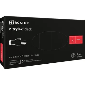 Pracovní rukavice MERCATOR Nitrylex Classic nitrilové rukavice černé 100ks (velikost L)