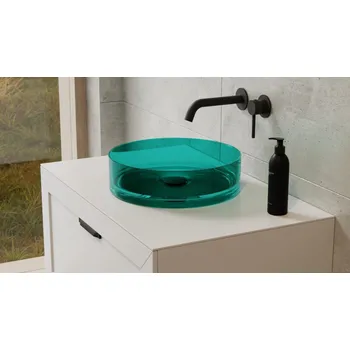 Umyvadlo BESCO - Umyvadlo na desku ENYA ze syntetické pryskyřice - Barva - Zelená, Barva sifonu - Chrom KEENYA36Z