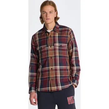 Pánská košile KOŠILE GANT HEAVY TWILL CHECK OVERSHIRT RED SHADOW