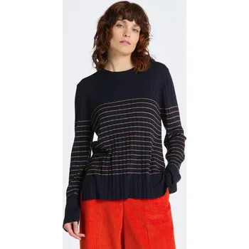 Dámský svetr SVETR GANT STRIPE RIBBED KNIT C-NECK EVENING BLUE