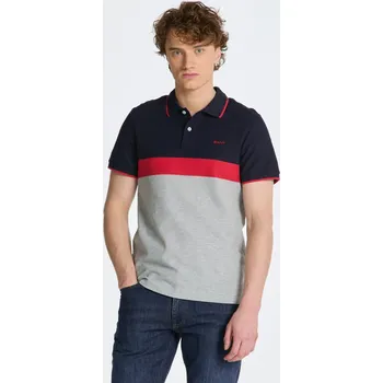 POLOKOŠILE GANT STRIPE PIQUE SS-POLO GREY MELANGE