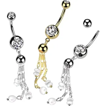 Piercing Dlouhý piercing do pupíku s řetízky