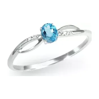Prsten Dámský prsten bílé zlato 585/1000 přírodní diamant 0.20 ct topaz GKW46582TPZ velikost 54