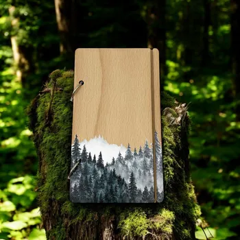 Zápisník art-wood.cz Dřevěný zápisník A6 - les
