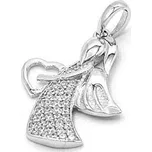 Přívěsek z bílého zlata, Anděl se srdcem a zirkony 3,19g