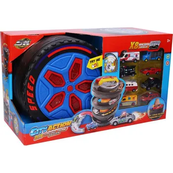 Hračka pro nejmenší Wiky Stanice závodní s efekty 8 aut