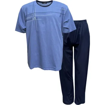 Pánské pyžamo C-Lemon Pánské bavlněné pyžamo s krátkým rukávem - TSEDXSIL Barva: Tmavá modrá, Velikost: XXL