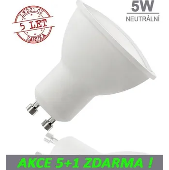 Žárovka LED21 LED žárovka 5W GU10 320lm NEUTRÁLNÍ, 5+1 ZDARMA