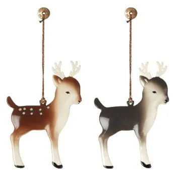 Vánoční dekorace Vánoční plechová ozdoba koloušek Bambi set - 2 ks