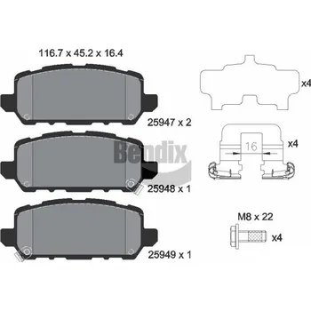 Brzdová destička Sada brzdových destiček, kotoučová brzda BENDIX Braking BPD2277