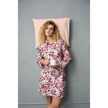 Dámské noční prádlo TIMO Timo | Bavlněná košile s dlouhým rukávem Funky Flowers - M / 09