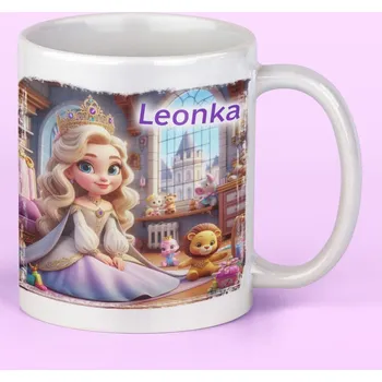 Hrnek se jménem se světlovlasou princeznou černý vnitřek a ucho (+25 Kč) Keramický hrnek