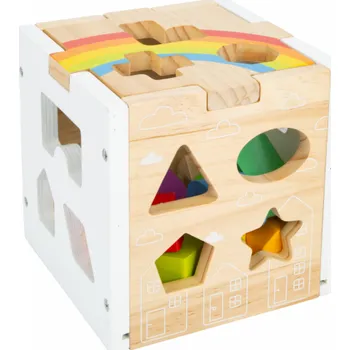 Dřevěná hračka small foot Duhová vkládací motorická kostka