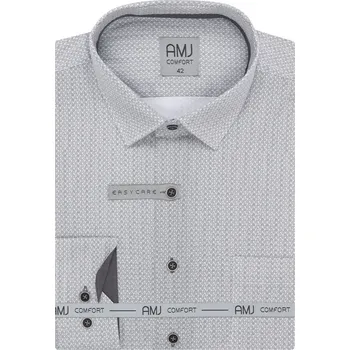 Pánská košile Pánská košile AMJ Slim Fit světle šedá se vzorem velikost: 43, délka rukávu: dlouhý rukáv