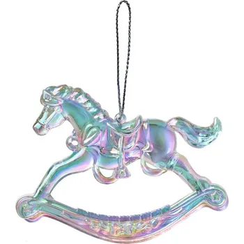Vánoční ozdoba Holografická vánoční ozdoba houpací koník – 8 cm