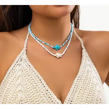 Náhrdelník B-TOP Dvouvrstvý korálkový náhrdelník Želva