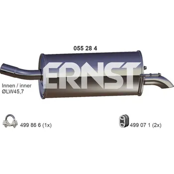 Tlumič výfuku Zadní tlumič výfuku ERNST 055284