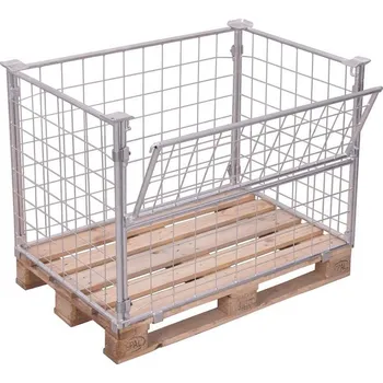 paleta Paletové hrazení, jedna stěna v polovině sklopná, výška 1600 mm, pro paletu 1200x800 mm, pozinkované