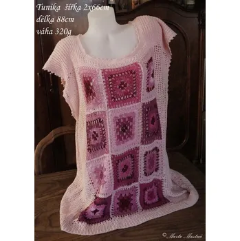 Dámská halenka Háčkovaná tunika růžovovínová