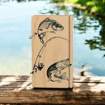 Zápisník art-wood.cz Dřevěný zápisník - kapr, štika