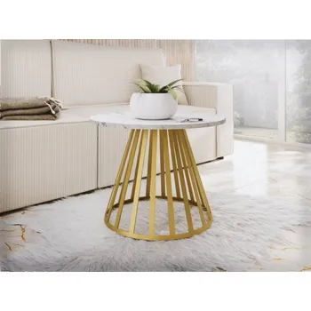 Konferenční stolek Konferenční stolek Ogirute Mini, Barva:: zlatá / bílý mramor MIRJAN 5903211362682