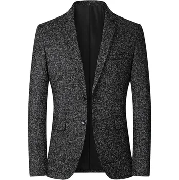 Pánské sako Pánské melanžové sako blazer Barva: Černá, Velikost: 3XL