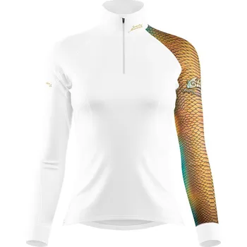 Dámské funkční triko dlouhý rukáv se zipem CROCODILE LADY bílá Bamboo Heavy - Hnědá / XL