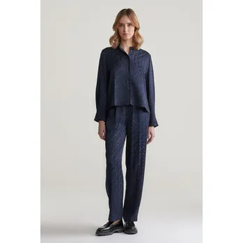Dámské kalhoty KALHOTY GANT REL MONOGRAM JACQUARD PULL ON PANT EVENING BLUE