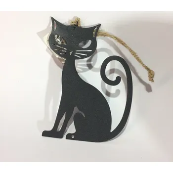 Kovová kočka černá na zavěšení 14x8cm - 516