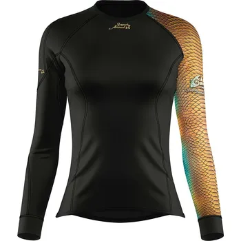 Dámské funkční triko s dlouhým rukávem CROCODILE LADY černá Bamboo Heavy - Hnědá / XL