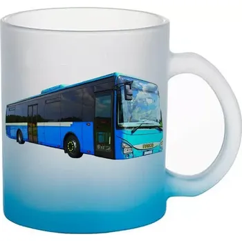 Iveco Crossway LE modry skleněný hrneček (HRNEČEK S AUTOBUSEM matné sklo )