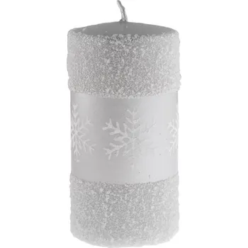 Svíčka Svíčka válec 70x140mm Snow Queen, Metal.Mat, stříbrná
