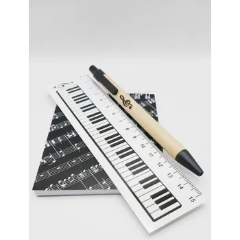 Dárkový balíček na soutěže - blok notová osnova, pero a pravítko klaviatury