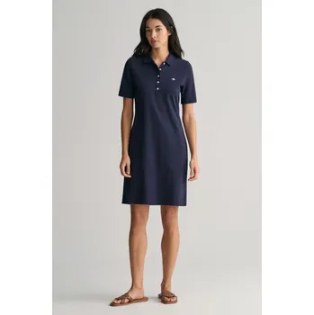 Dámské šaty ŠATY GANT SLIM SHIELD SS PIQUE POLO DRESS EVENING BLUE
