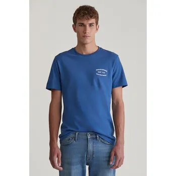 Pánské oblečení TRIČKO GANT SMALL GRAPHIC PIQUE SS TSHIRT VINTAGE BLUE