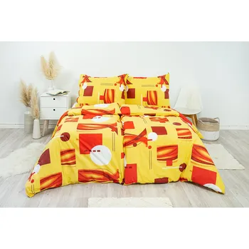 Povlečení Stanex Ložní povlečení krepové Scarlet žluto-červená (LS80) rozměr: 140 x 220 + 90 x 70, Zapínání: Knoflíkové