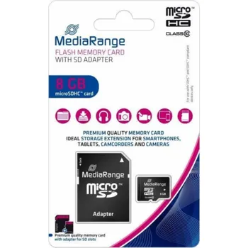Paměťová karta MediaRange 8GB microSDHC, pamäťová karta