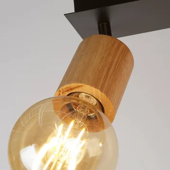 Lampička Searchlight Stropní bodové svítidlo Spinny, 4 světla, gumovník, délka 90 cm, E27 černá, světlé dřevo 4 x 60 W - Doprava zdarma