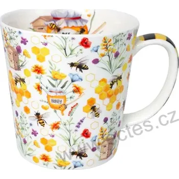 BEE LOVE velký porcelánový mega hrnek včely, úly, plástve a luční kvítí