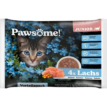 Krmivo pro kočku Kapsička PAWSOME Cat Junior s lososem 4x85g (multipack)