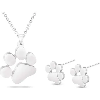 Souprava šperků biju Set z chirurgické oceli tlapka, řetízek + náušnice 0001