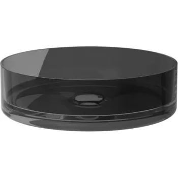 Umyvadlo BESCO - Umyvadlo na desku ENYA ze syntetické pryskyřice - Barva - Černá , Barva sifonu - Bílá KEENYA36BW