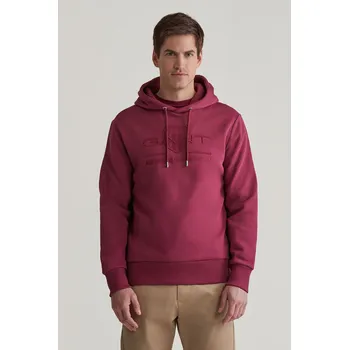 Pánská móda MIKINA GANT REG TONAL SHIELD HOODIE RICH WINE