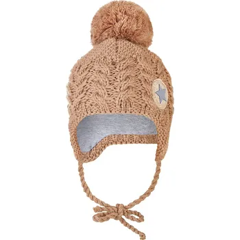 Čepice Little Angel Čepice pletená zavazovací copánky LA Outlast ® - taupe Velikost: 5 | 49-53 cm