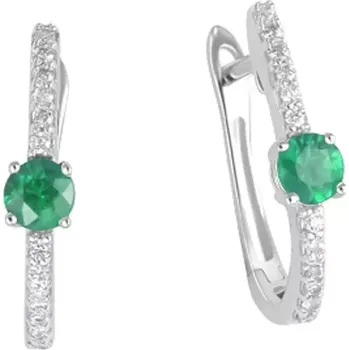 Náušnice Dámské náušnice přírodní diamant 0.116 ct smaragd a brilianty GKW46617-B-SMAR