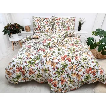 Povlečení LUXUSNÍ  PRODLOUŽENÉ BAVLNĚNÉ  POVLEČENÍ DE LUXE  140x220/70x90cm PODZIM BÍLÝ